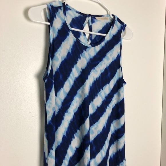 Soft Surroundings Blue Asymmetrical Tides Hemp Top Women Size S - Picture 2 of 6